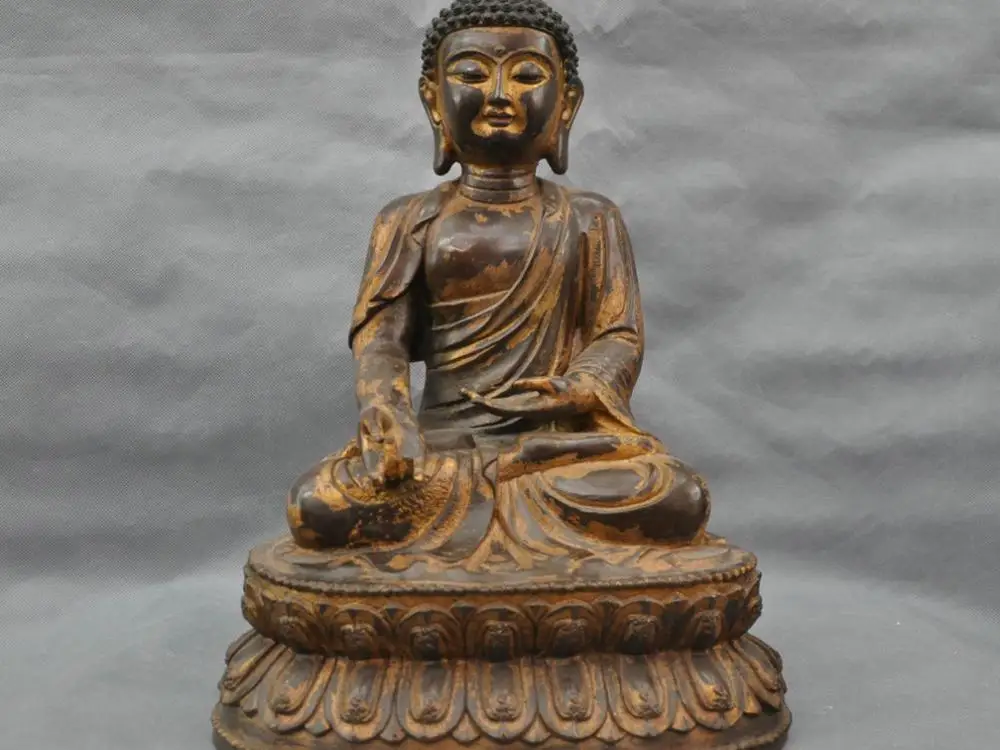 

16'' China Tibetan Buddhism Sakyamuni Buddha Bronze Statue