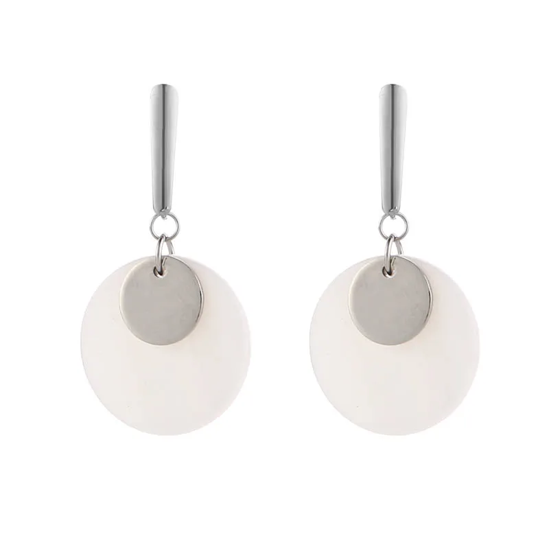 

Stainless Steel Bridal Teardrop Dangle Hook Earrings Adorned with Natural Freshwater Shell & charm Jewelry for Women