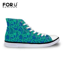 FORUDESIGNS/Женская парусиновая обувь с высоким берцем; женская повседневная обувь для влюбленных; обувь с цветочным принтом и кружевом; женская обувь со шнуровкой; Вулканизированная обувь