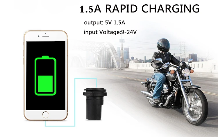 Водонепроницаемый мотоцикл руль зарядное устройство 12 в USB зарядное гнездо питания 2.5A Быстрая зарядка переключатель питания для телефона gps MP4 плеер