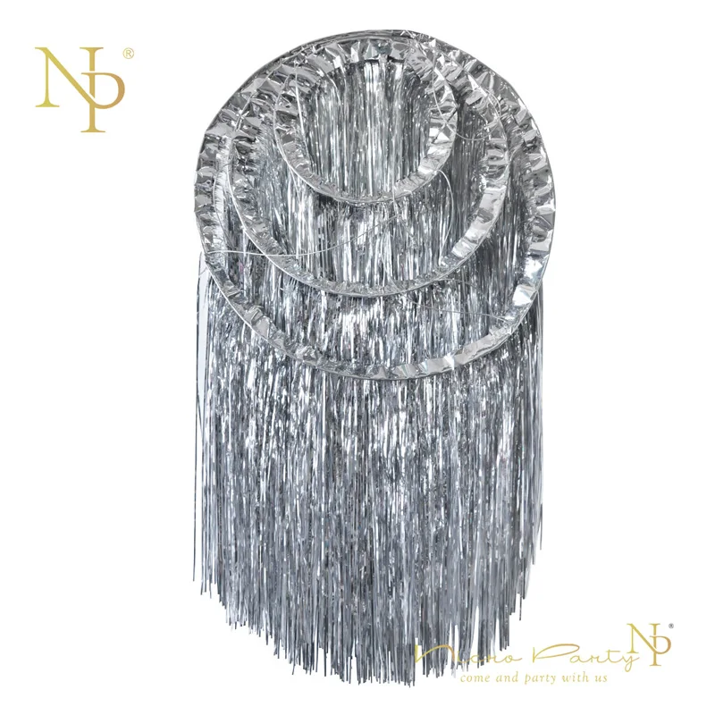 Nicro 46 Inches Shining Silver 3 Layer Tissue Curtain Chandelier