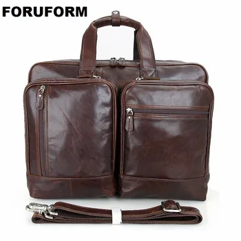 

17 Inch Laptop Briefcase Genuine Leather Men Bag Briefcase Men Handbag Business Bags Ma Vintage Shoulder Messenger Bags LI-1364