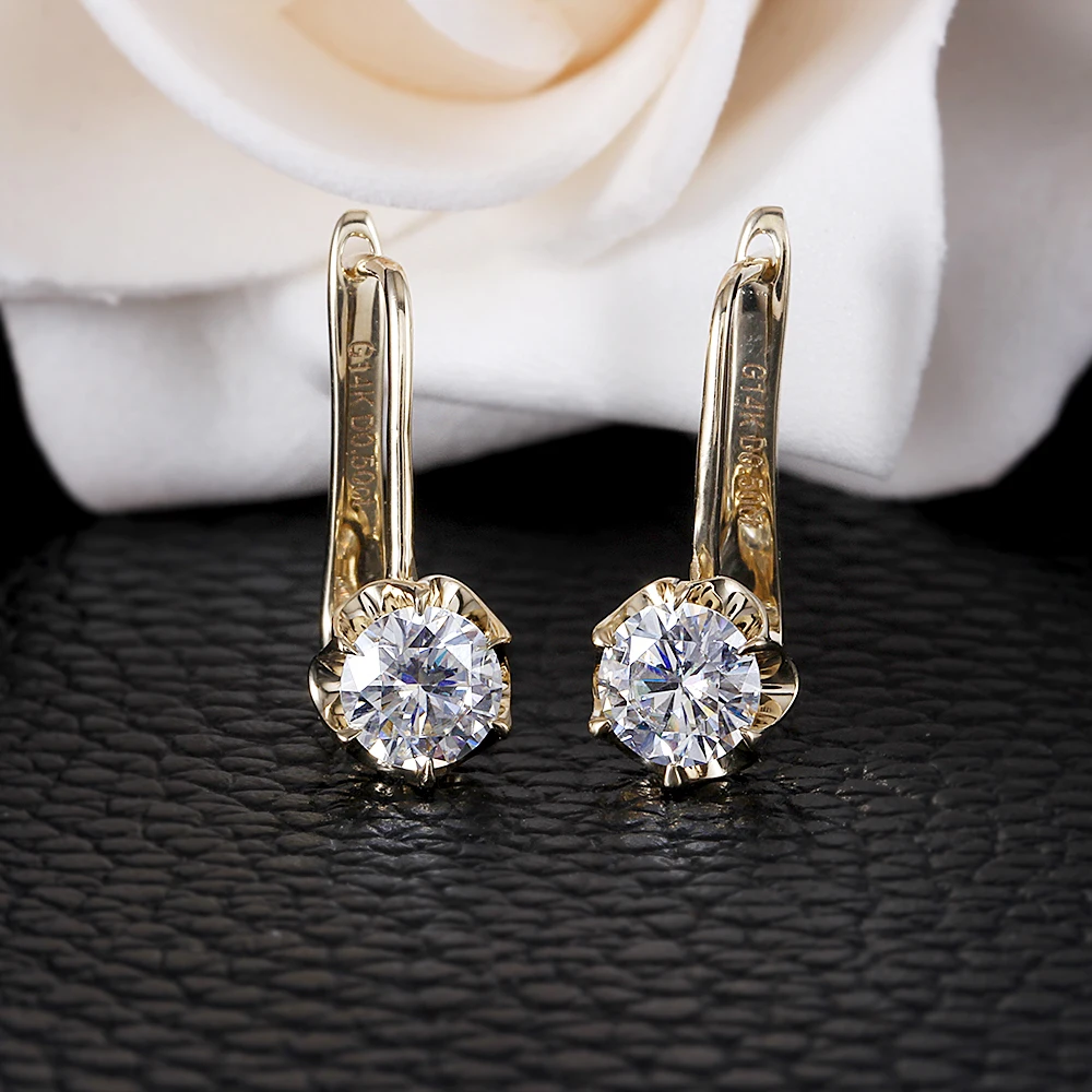 Серьги кольца DovEggs с муассанитом женские ювелирные украшения желтыми