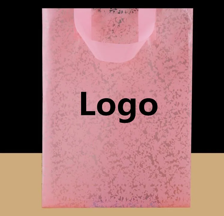 300pcs Big white/Pink plastic gift bag custom logo plastic bags and