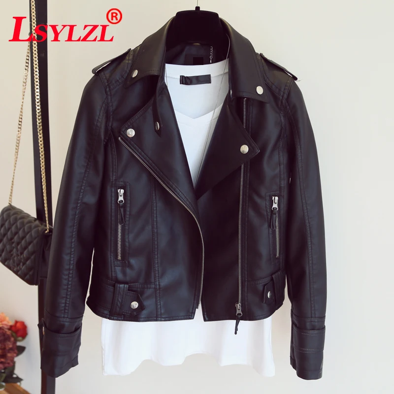 Female 2018 New Design Spring Autumn PU Leather Jacket