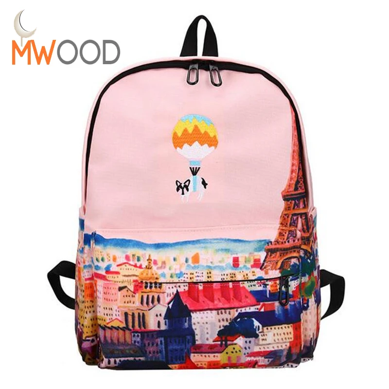 Brand Hot Balloon Cute Animal Embroidery Canvas Backpack ...