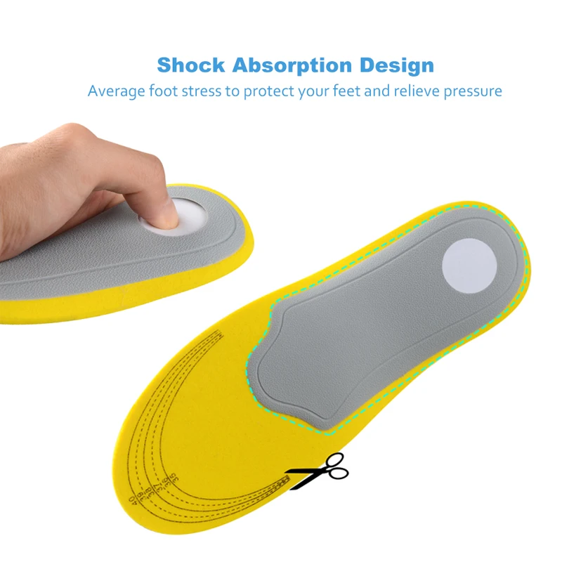 Soumit Comfortable EVA Orthotics Breathable Sport Flat Foot Grid Insoles with Arch Supports for Plantar Treatment 