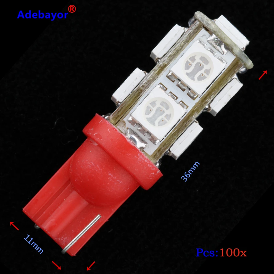 Оптовая продажа 100 шт. просвет светильник s DC12V T10 9 SMD светодиодный 5050 9SMD белый LED