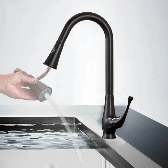 Special Price New Oil Rubbed Bronze Kitchen Sink Faucet Pull Down Sprayer Deck Mounted Cold & Hot Mixer Tap Rotate Kitchen Faucet