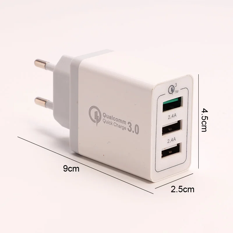 

Universal 18W 3 USB Quick charge 5V3A UK EU US Plug Mobile Phone QC3.0 Fast charger charging for Android for Iphone