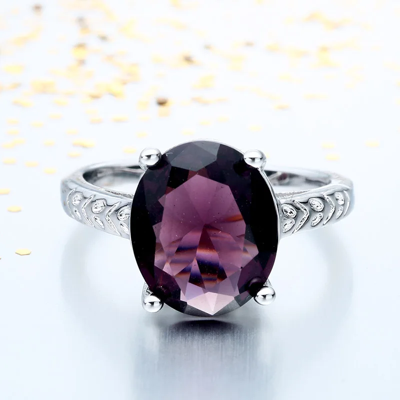 

Pruple Stone Wedding Ring Oval Silver Color Ring Mood Party Rings for Women Miniamlst Jewelry Anillos Mujer O3V631