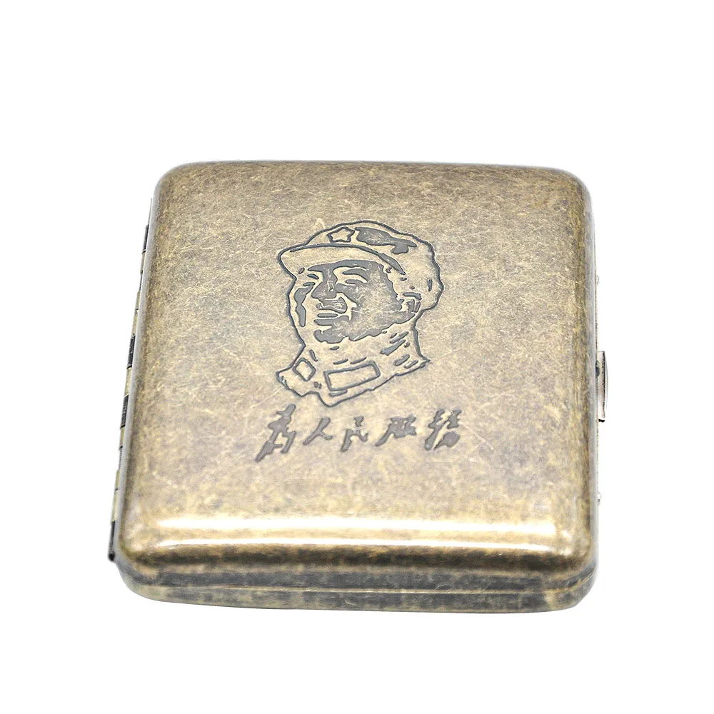1X Ретро Бронзовый металлический чехол для сигарет(90 мм* 70 мм) может держать 16 сигареты обычного размера(85 мм* 8 мм) чехол для табака коробка с 2 зажимами - Цвет: Mao