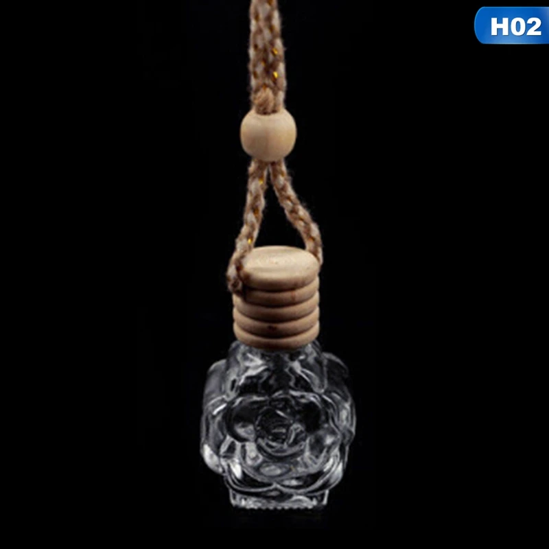 Glass Clear Refillable Car Fragrance Perfume Air Freshener Hanging Bottle Car Perfume Empty Bottles - Название цвета: H02