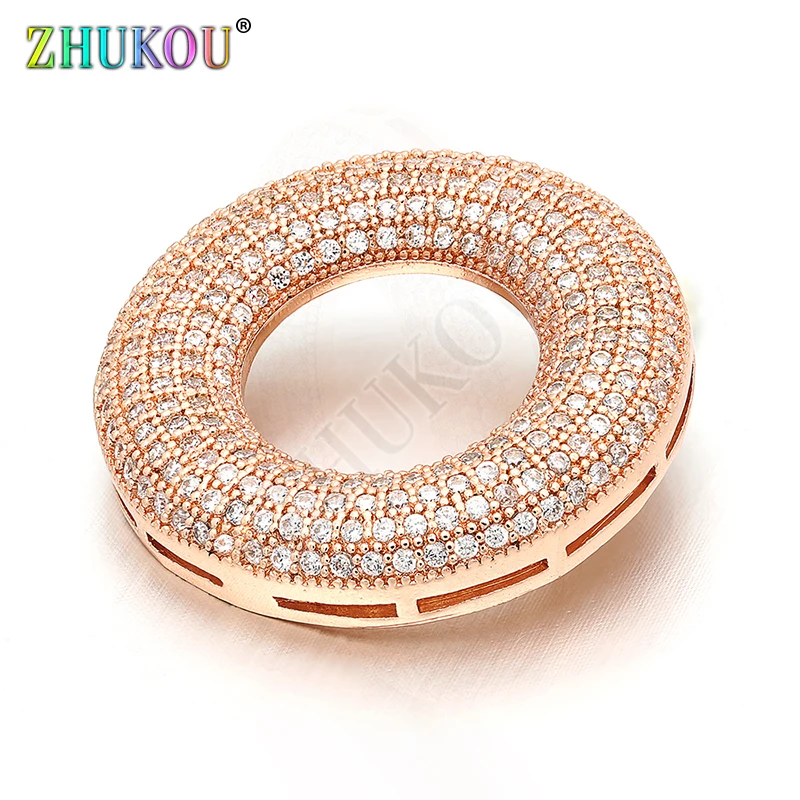 27mm Handmade Micro Pave Cubic Zirconia Beads Charms for Diy Crafts Jewelry Findings Making, Model: VZ142