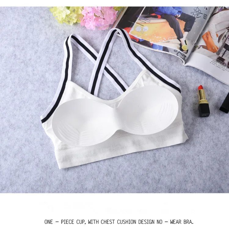 Summer Sports Casual Beauty Wrapped Chest Without Steel Ring Letter Bra Comfortable Breathable Fitness Underwear with Removable