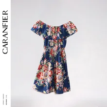 CARANFIER модные Для женщин s Print плюс Размеры фолк-Пользовательские o-образным вырезом без бретелек женская одежда плюс Размеры клуба вечерние Цветочный принт платье