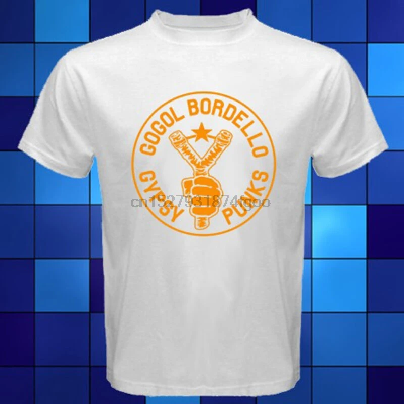 Gogol нашивка цыганские дырки рок группа белая футболка Размер S M L XL 2XL 3XL | Мужская