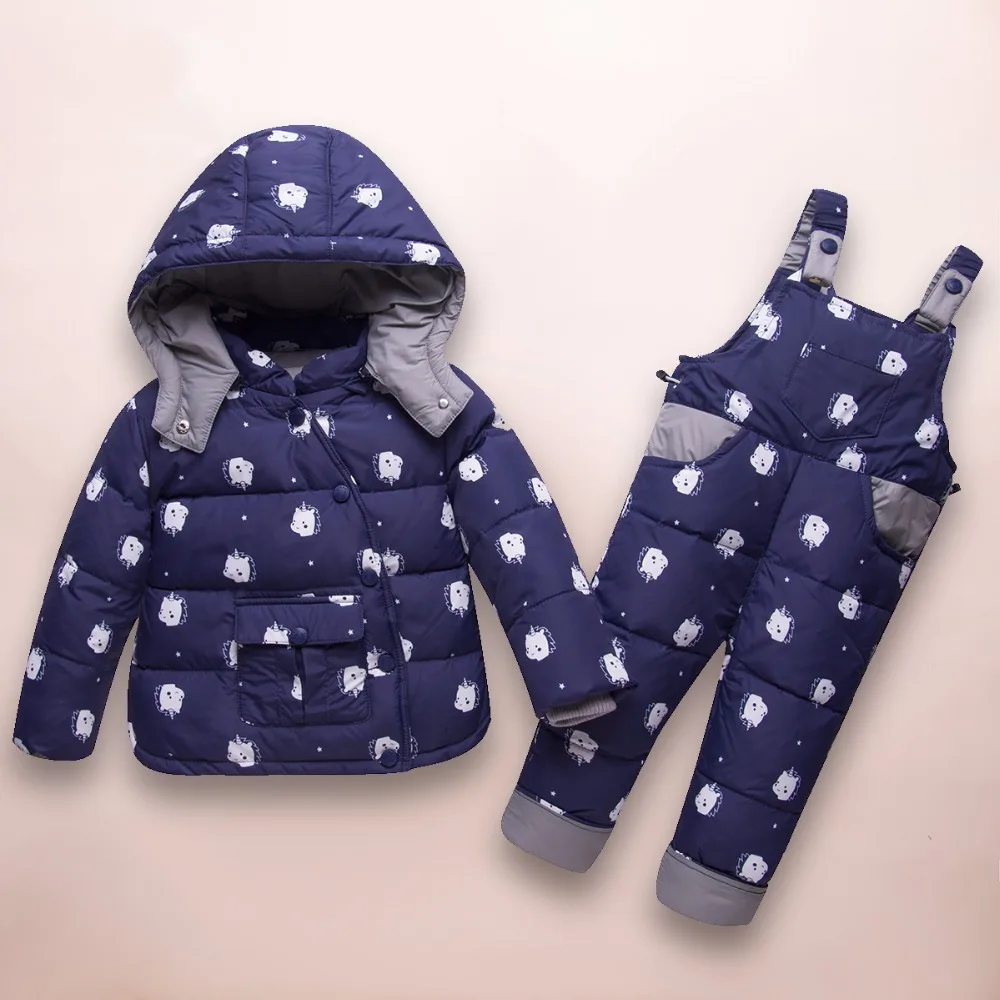 

XYF6009 Winter Baby Boy Girl 0-4Years Warm White Duck Down Jacket Jumpsuit Child Thicken Down Jacket Set Kids Coat+Bib pants