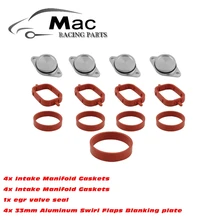 

4 X 33mm OEM design by aluminum for BMW Swirl Flap Blanking Plates seals with intake manifold gasket 4 cylinder bop09