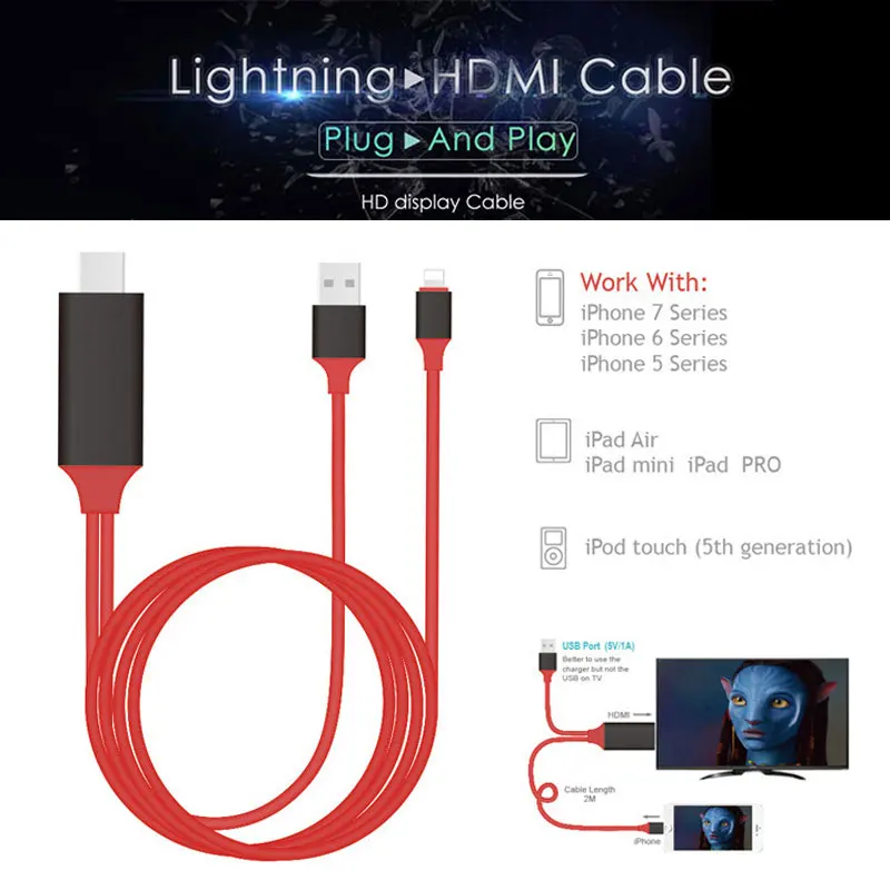 Us 6 99 Plug Play Cable For Lightning To Hdmi Hdtv Tv Adapter Digital Av 1080p Ipad Pro Air Iphone X 8 7 Plus 6s 5s In Us 6 99 Plug Play Cable For Lightning To Hdmi Hdtv Tv Adapter Digital Av 1080p Ipad Pro Air Iphone X 8 7 Plus 6s 5s In