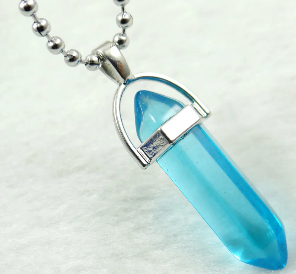 high quality Titanium Crystal pillar charms chakra Pendant stainless steel Necklace for women Fashion Jewelry Free shipping 1PCS