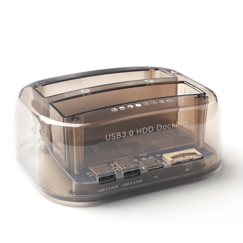 

Portable USB 3.0 to SATA Dual Bay External Hard Drive Docking Station for 2.5/3.5 Inch HDD SSD Hard Drive Duplicator Plug & Play