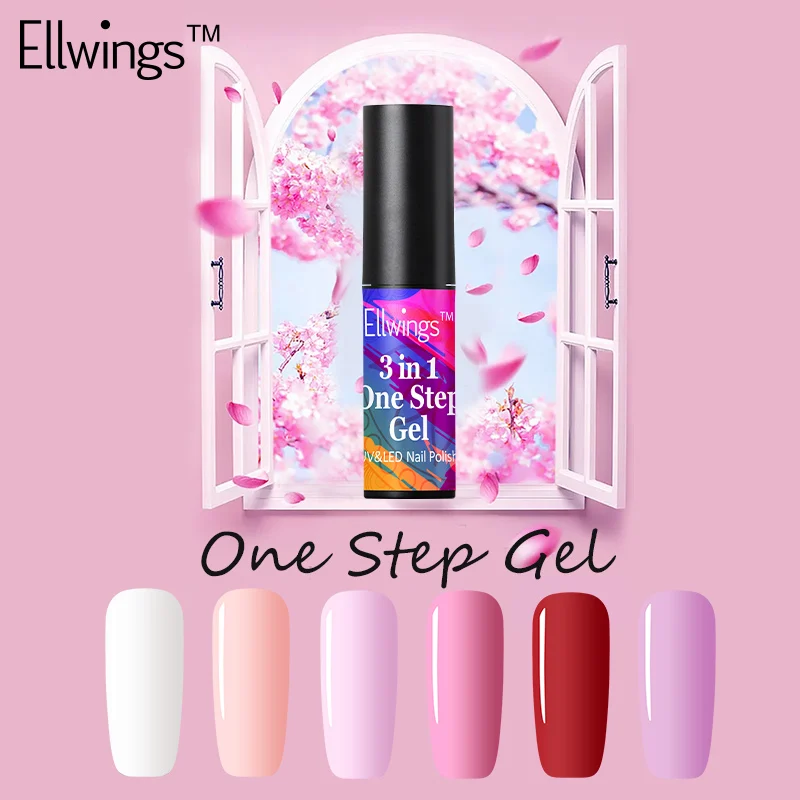 

Ellwings Pink Series Colors One Step Nail Polish Gel 3 In 1 UV LED Soak Off Long Lasting Gel Polish Nail Art Varnish