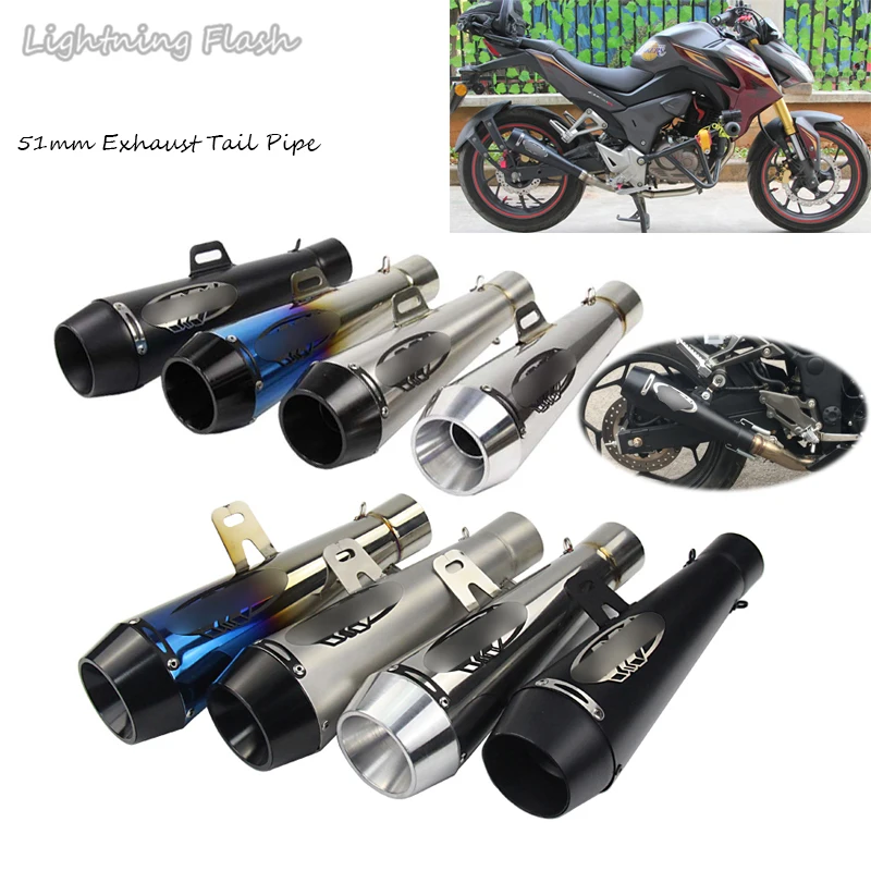 

51MM Motorcycle Exhaust tail Pipe Stainless Steel + CNC Modified Refit No DB Killer Motorbike ATV System Exhaust Moto Escape