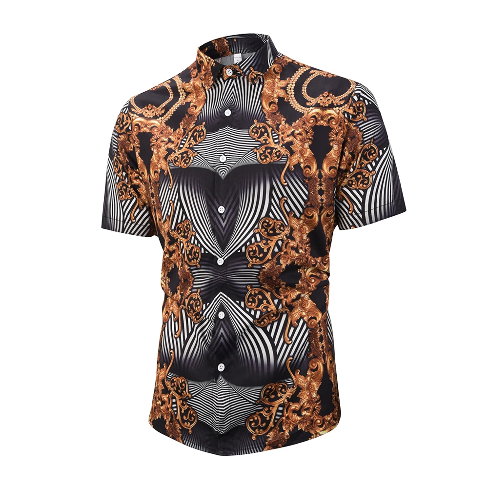 Retro Hawaiian Beach Short Sleeve Shirt Men 2019 Summer Fashion Palm Tree Print Tropical Aloha Shirts 3