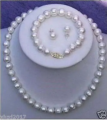 FREE SHIPPING Real White 7-8mm Cultured Pearl Necklace Bracelet Earring Set (A0423) | Украшения и аксессуары