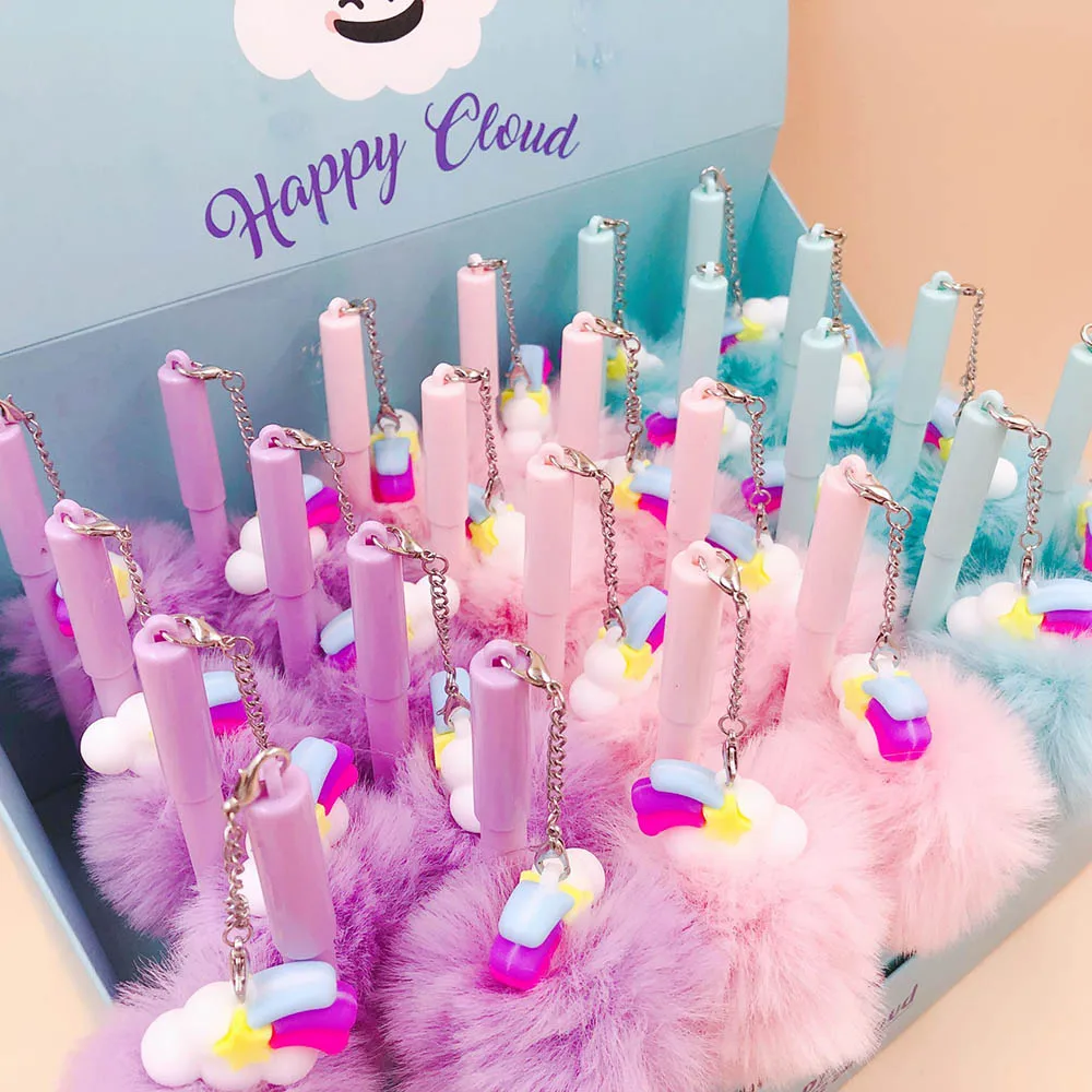1 шт. Радужный гелевый кулон в виде перьевой ручки Happy Cloud Плюшевые Ручки для школы