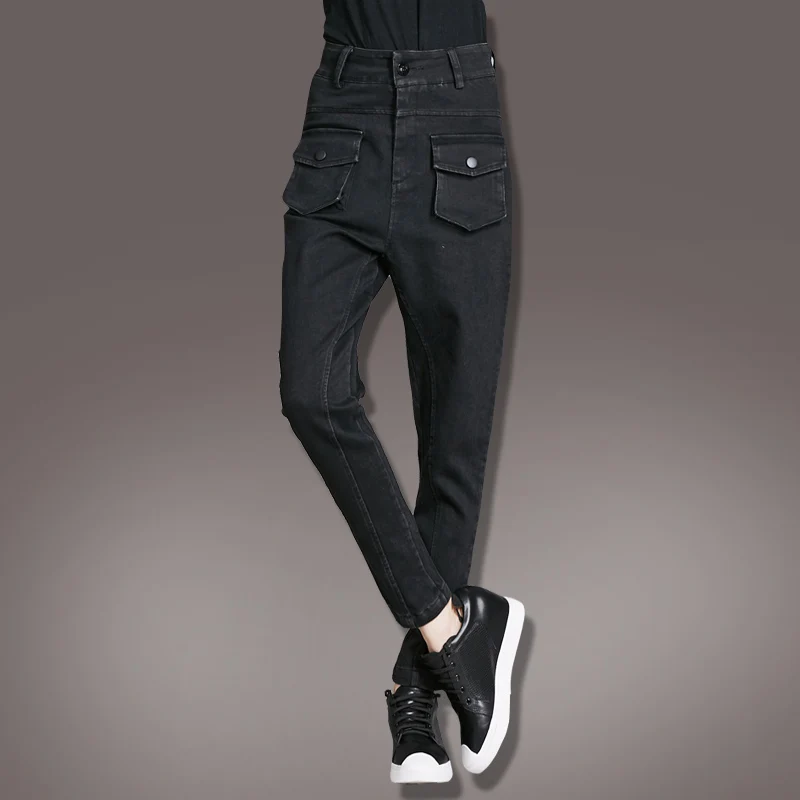 New 2018 Spring Casual Women Big Pockets harem pants High