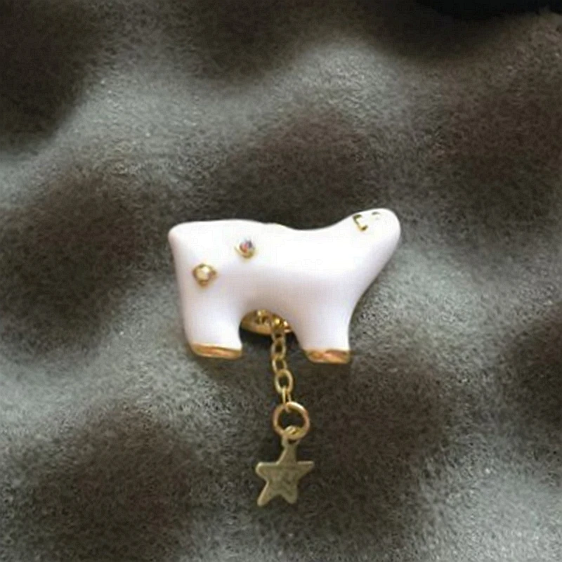 

fashion jewelry accessories metal enamel cute star polar bear brooch pin bags