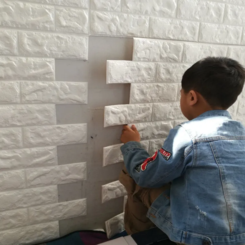 

DIY 3D Brick Wallpaper Foam Waterproof Kitchen Bathroom Wall Covering for Kids Protection Living Room Background Wall Stickers