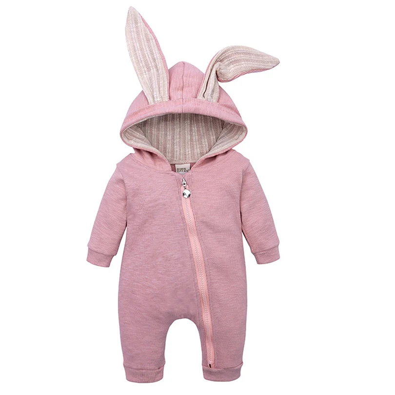 Tanie Noworodek dziewczynek chłopców odzież Romper bawełny z długim rękawem kombinezon Playsuit Bunny stroje jeden Piecer 3D ucha ubrania