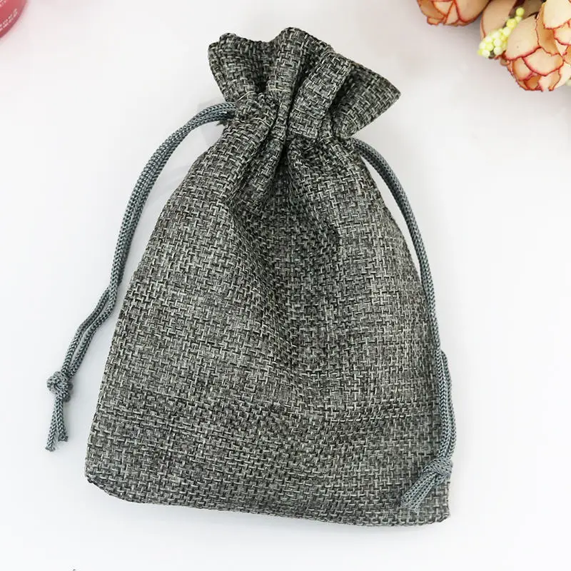 5 шт./лот Малый Белый джут сумки 10x14 см милые Белье Drawstring подарочные свадебный подарок мешочек для Саше подвески ювелирные изделия Упаковочные пакеты - Цвет: Серый