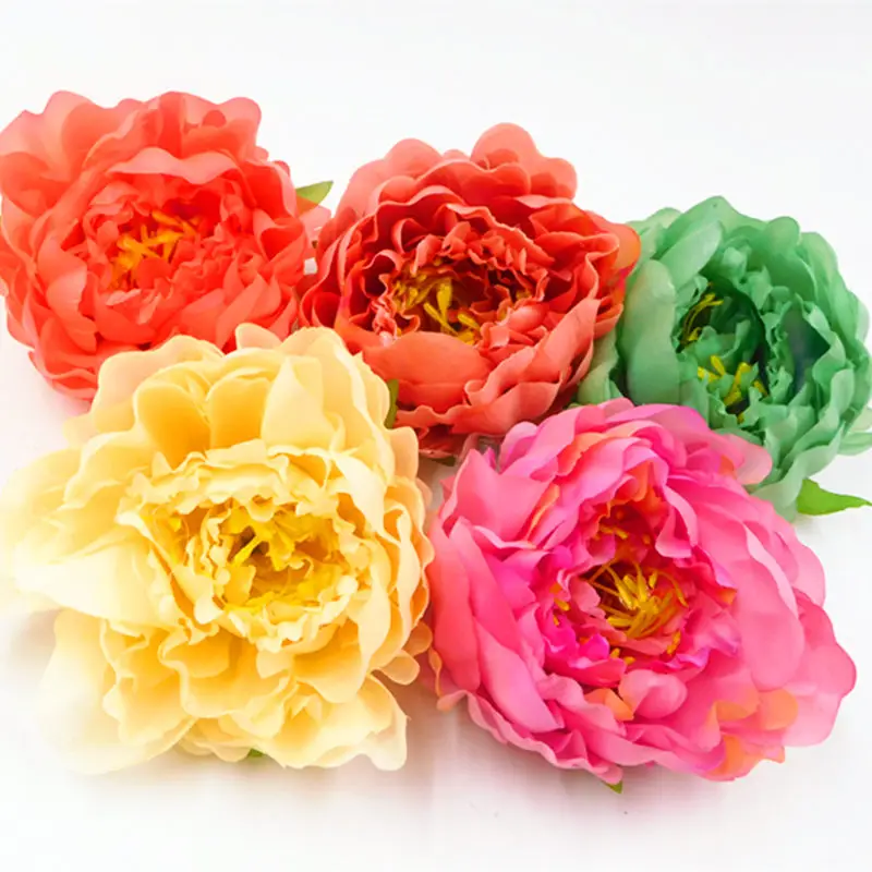Buy 5pcs artificial decorative peony heads simulation DIY silk flower head for