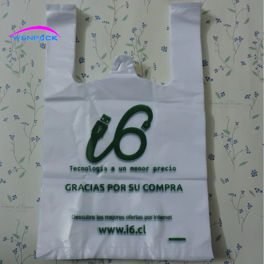 32x20x10 см заказной печатный логотип пластиковая сумка для покупок Подарочный жилет ручка сумка/продвижение пластиковый мешок/упаковка продуктов питания сумка