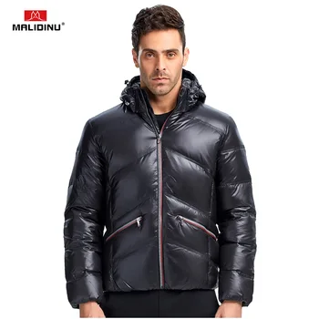

MALIDINU 2020 Men Down Jacket Winter Down Coat Fashion Thick Warm Winter Jacket Hooded Shiny Down Jacket Men Waterproof Jackets