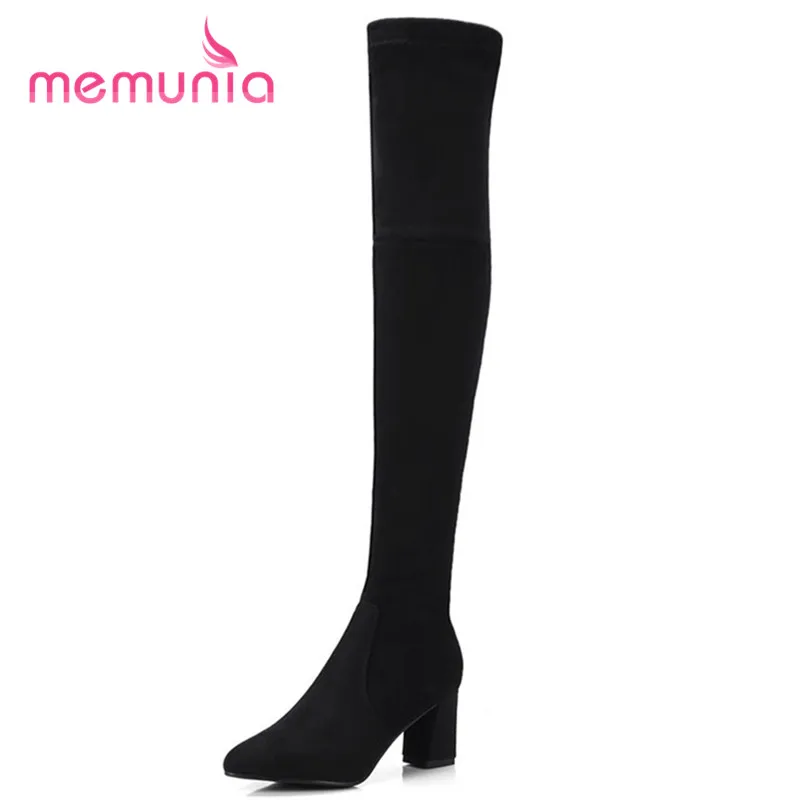 Éclair Nouvelle lotus Le Memunia 2018 Noir 34 Taille Root Casual Grande Bottes Haute Hiver Pointu Genou Talons Bout Sur Simple Mode Fermeture Grey Femmes 43 9DH2EI