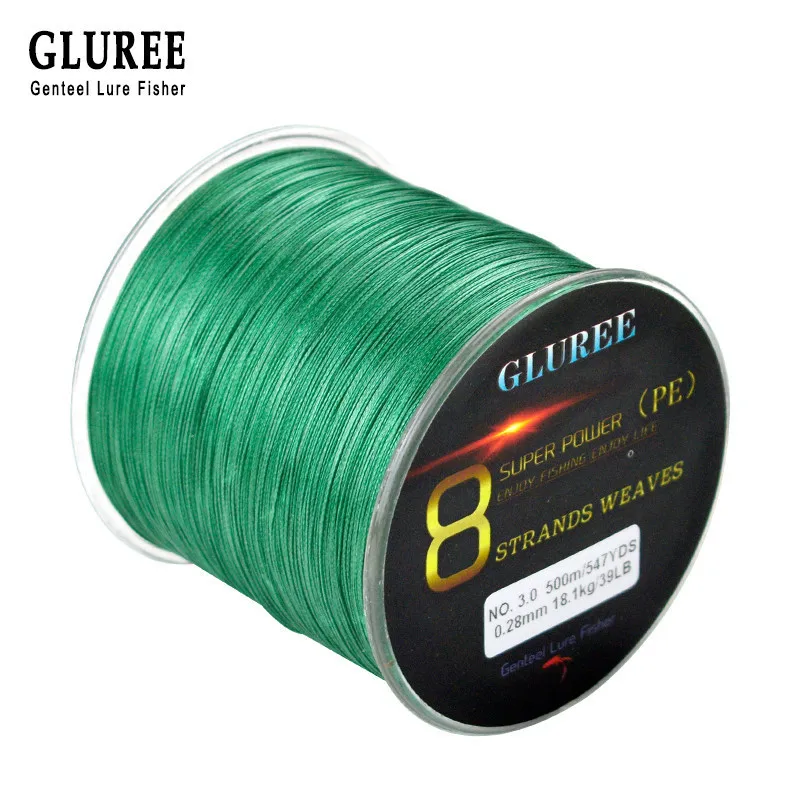 

GLUREE 500M/547Yards 8 Stands PE Line Braided Fishing Line 100% PE Multifilament Fishing Line Super Strong High Quality 22-78LB