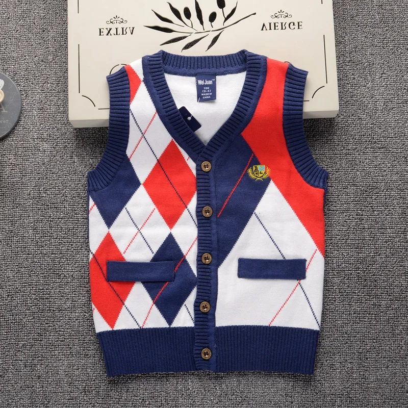 

Children's Vest 2018 New Fashion Brand Design Sweater Vest for Boys Kids Spring Autumn Knitted Baby Vests Waistcoat Tops Jackets