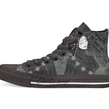 Женская Черная Повседневная Высокая холщовая обувь кеды для дропшиппинг