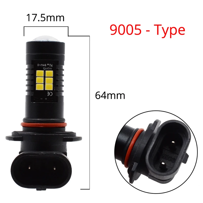 1 шт фара 9004 9005 9006 9007 H4 H7 H8 H10 H16 P13W R5W 3030 чипы 21 SMD 1260LM DRL 9~ 20V противотуманная фара в сборе - Испускаемый цвет: 9005