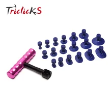 Triclicks Car Body Panel T-Bar Paintless Hail Repair PDR Dent Lifter Removal Tool+5 Tabs Suckers Tool Kit Hand Puller PDR Tools pdr paintless dent repair tool golden lifter kit hail hand tools set car bodywork repair tool for hail stone dent