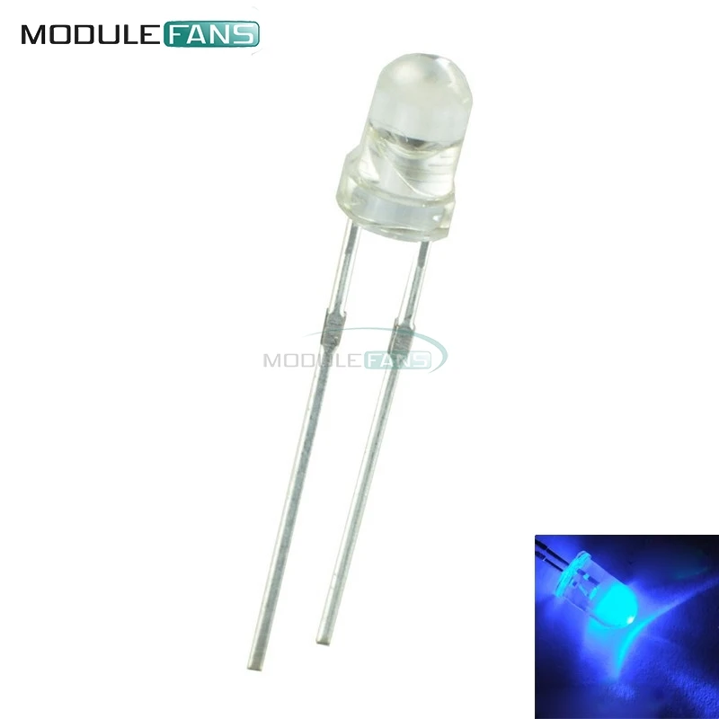 

100PCS 5mm Round Blue Water Clear LED Light Diodes Kit Lamp 1.8V-3.4V High Power Supper Bright Bulb