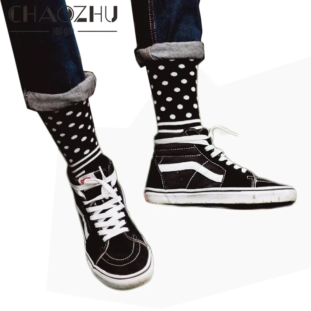 CHAOZHU, Новое поступление, крутые скейтборды, хип-хоп, в горошек, в полоску, в стиле пэчворк, модные, брендовые, счастливые мужские носки для мальчиков