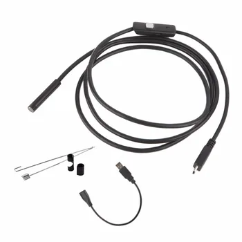 

7mm Lens 1.5M 2M 5M Endoscope With 6pcs LED Lights for Android Endoscope+PC interface Conversion line+Small Hook Magnet