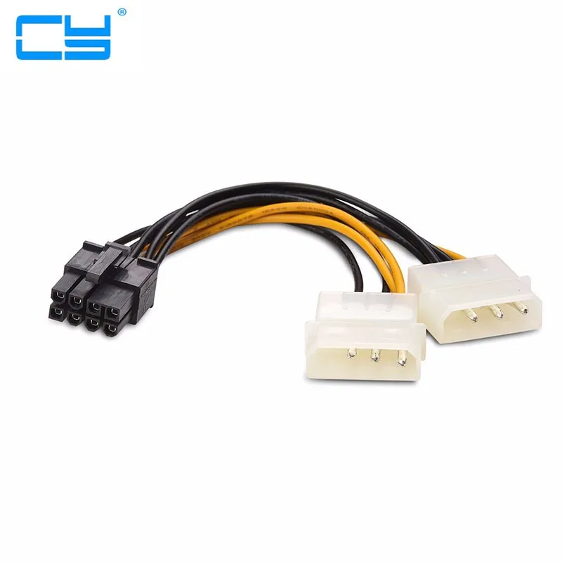 10 шт. 6 дюймов 2 x Molex 4 pin к 8-контактный PCI Express Видеокарта Pci-e ATX PSU кабель