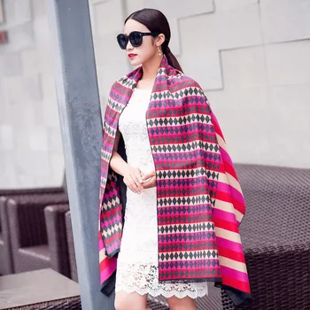 

[DIFANNI] Luxury Brand Scarf New Design Classic geometric Women Scarf Long Cashmere Lady Warm Double side Shawl